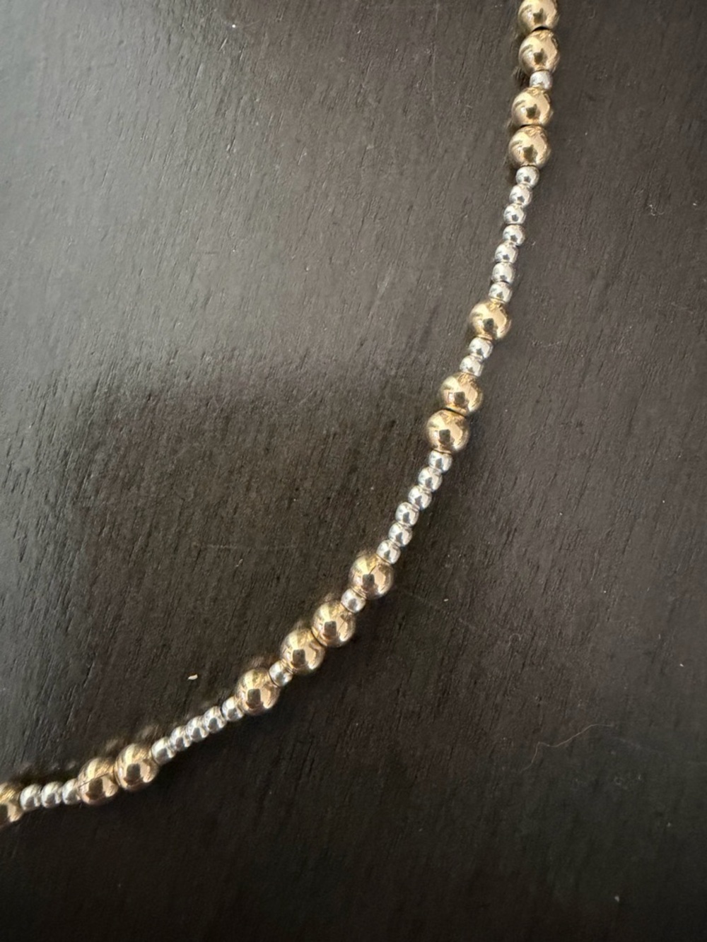 Two-Tone Gold & Silver Beaded Necklace for Women - Picture 2 of 2
